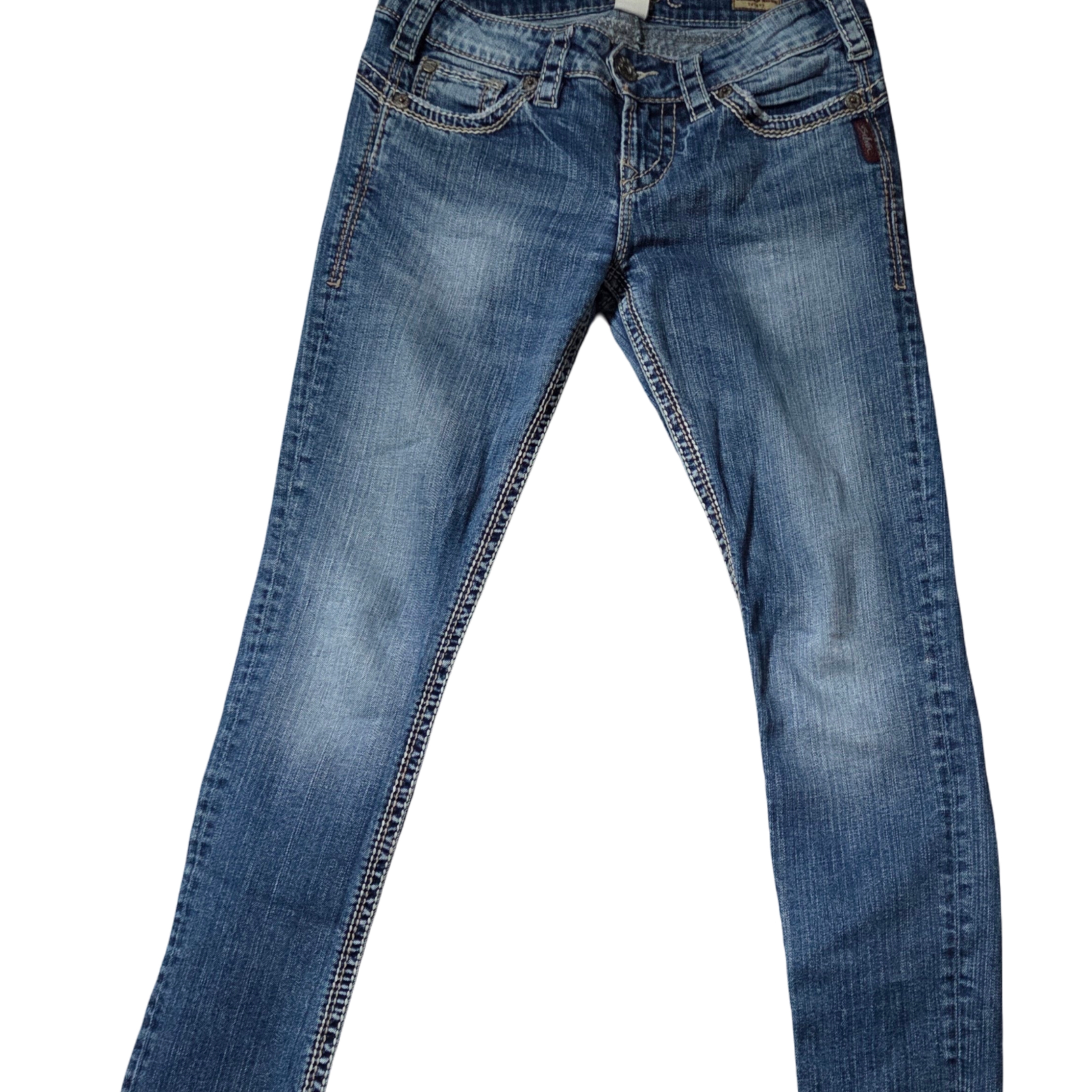 Silver Jeans Co Low Rise Skinny Jeans Women Medium Wash Stretch 26x31